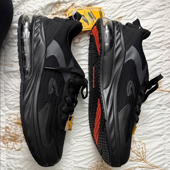 Black Lace-Up Slip-Resistant Sneakers with Neon Green Insoles - Picture 2 of 7